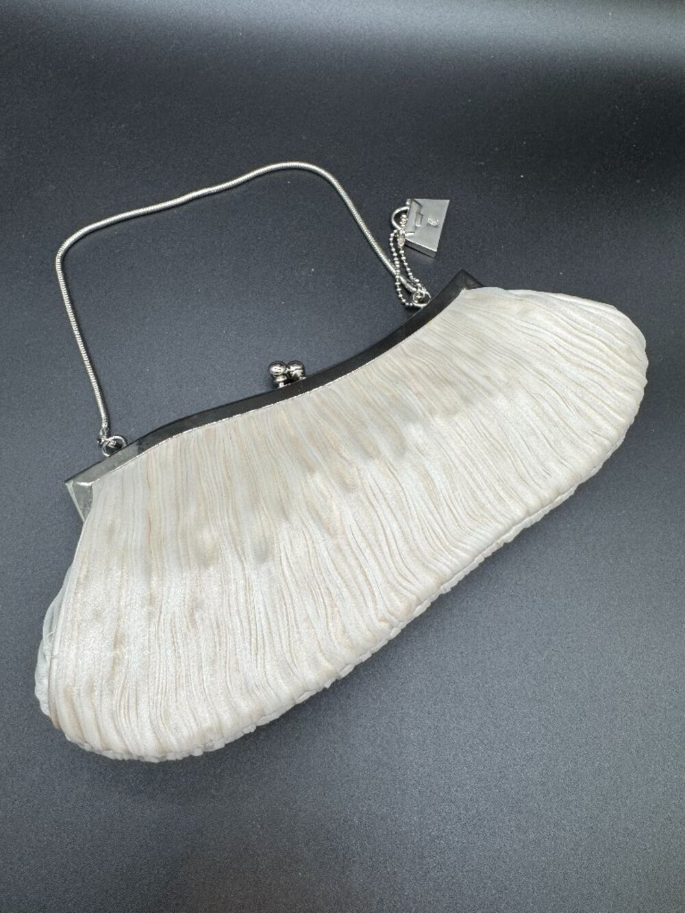 Vintage Jeanne Lottie Evening Purses Clutch White Pleated Silver Hardware